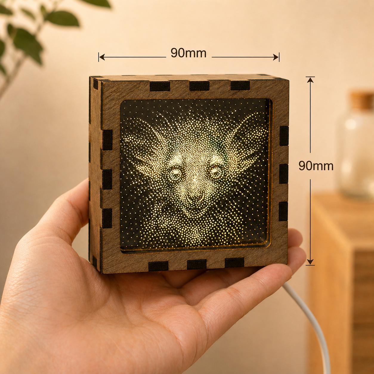 Aye Aye Night Light | Nocturnal Animal Range | Stipple Art Mood Lamp | Wooden USB Bedside Light