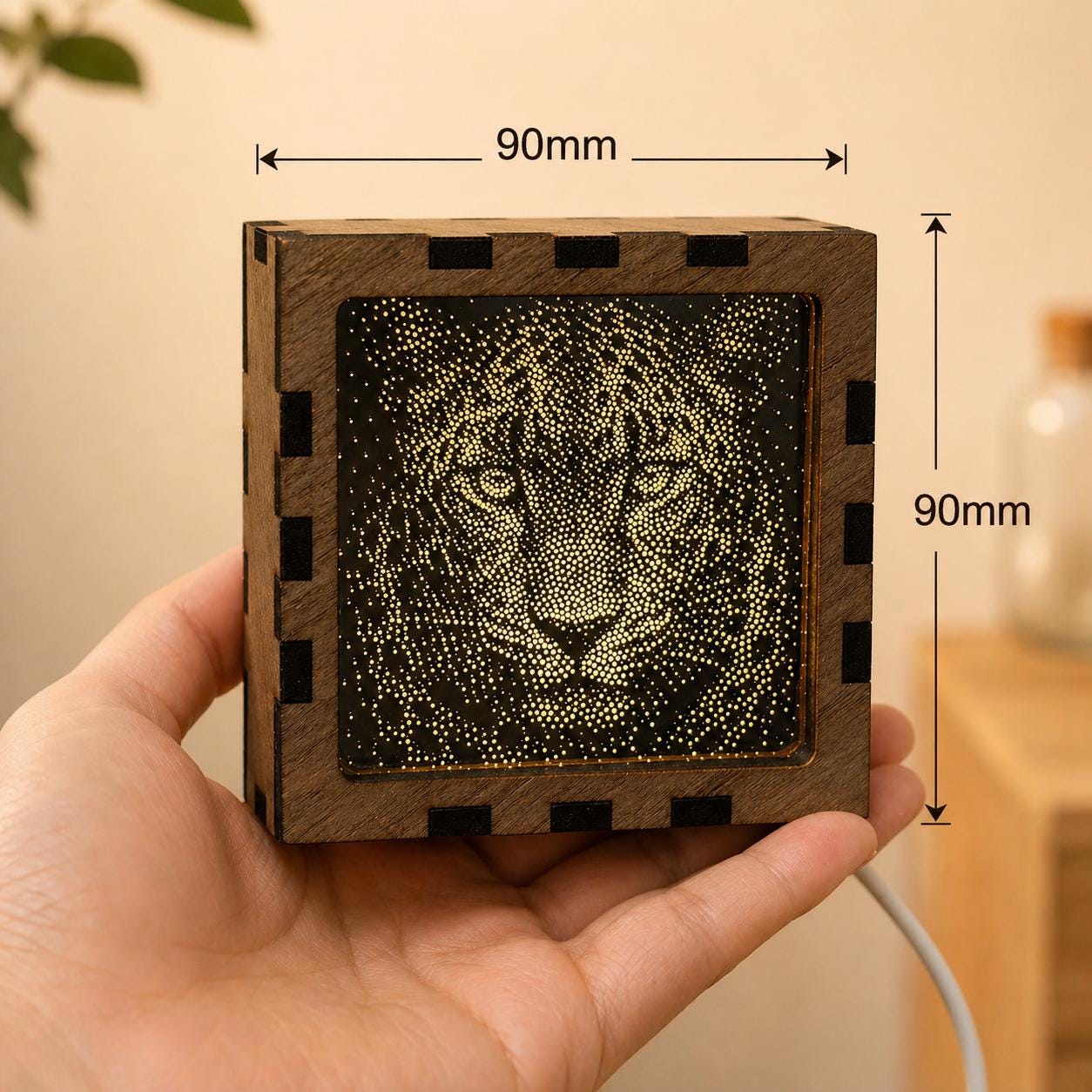 Leopard Night Light | Nocturnal Animal Range | Stipple Art Mood Lamp | Wooden USB Bedside Light