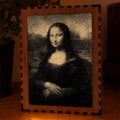 Mona Lisa Stipple Mood Lamp | Walnut & Mirrored Glass Shadow Box Light | Handmade UK