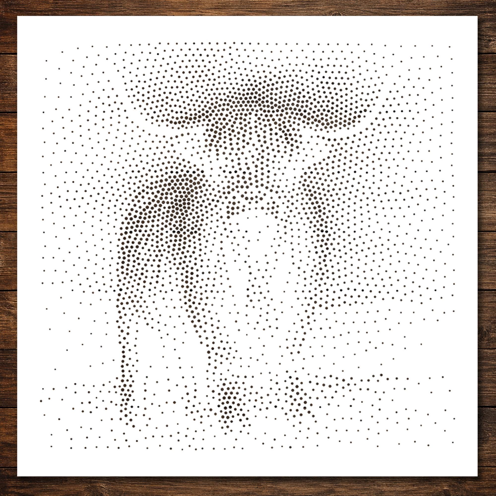 Highland Cow Stipple Art Stencil | Realistic Wildlife Mylar Craft Stencil (Large - 300mm / 12" approx)