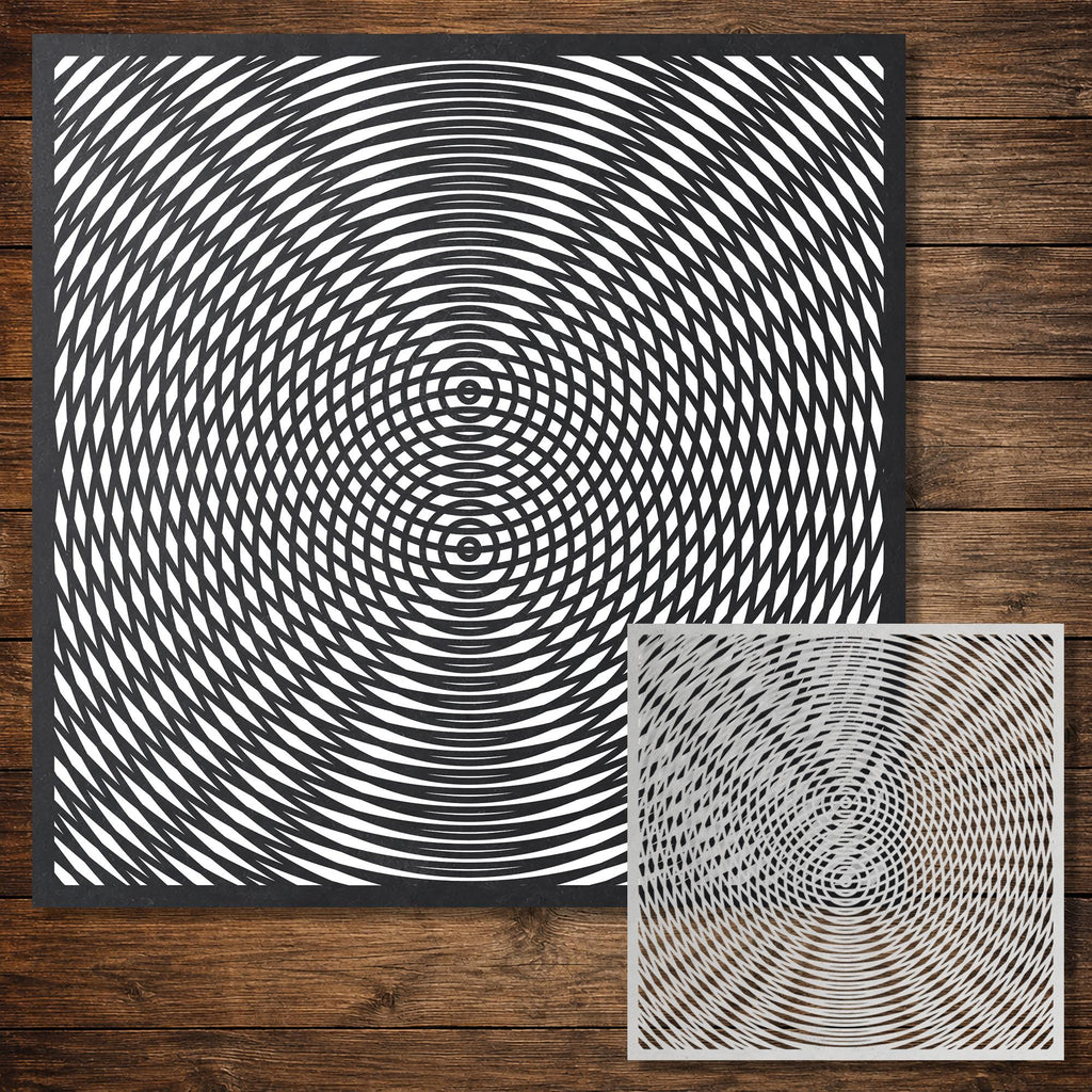 MoirÃ© Pattern Mylar Stencil | Geometric Optical Illusion Wall Art Crafts (Large - 300mm / 12" approx)