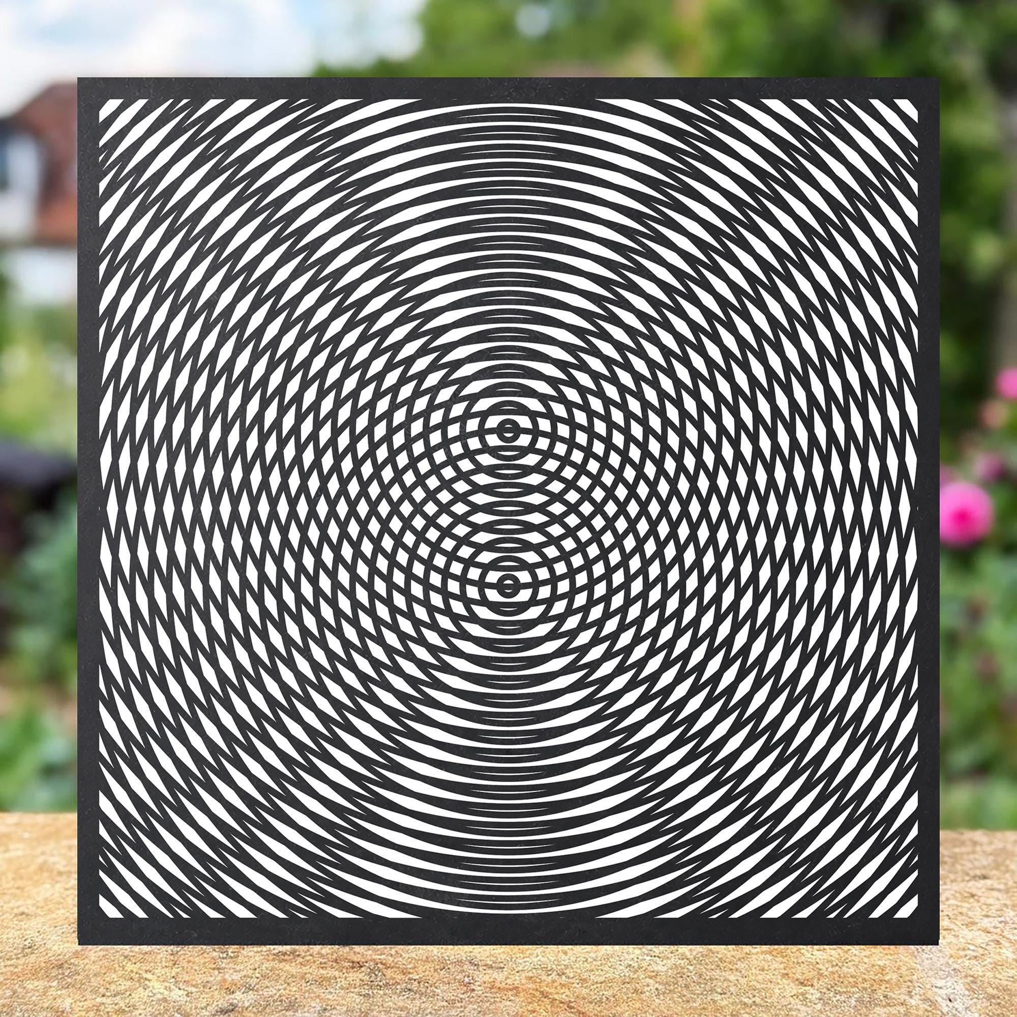 MoirÃ© Pattern Mylar Stencil | Geometric Optical Illusion Wall Art Crafts (Large - 300mm / 12" approx)