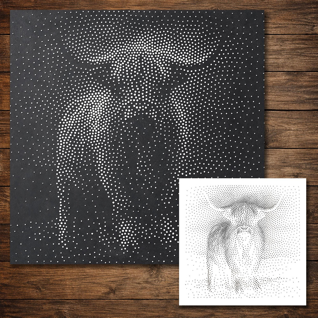 Highland Cow Stipple Art Stencil | Realistic Wildlife Mylar Craft Stencil (Large - 300mm / 12" approx)