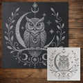Celestial Owl Stipple Art Stencil | Realistic Mylar Wall Art, Crafts (Large - 300mm / 12" approx)