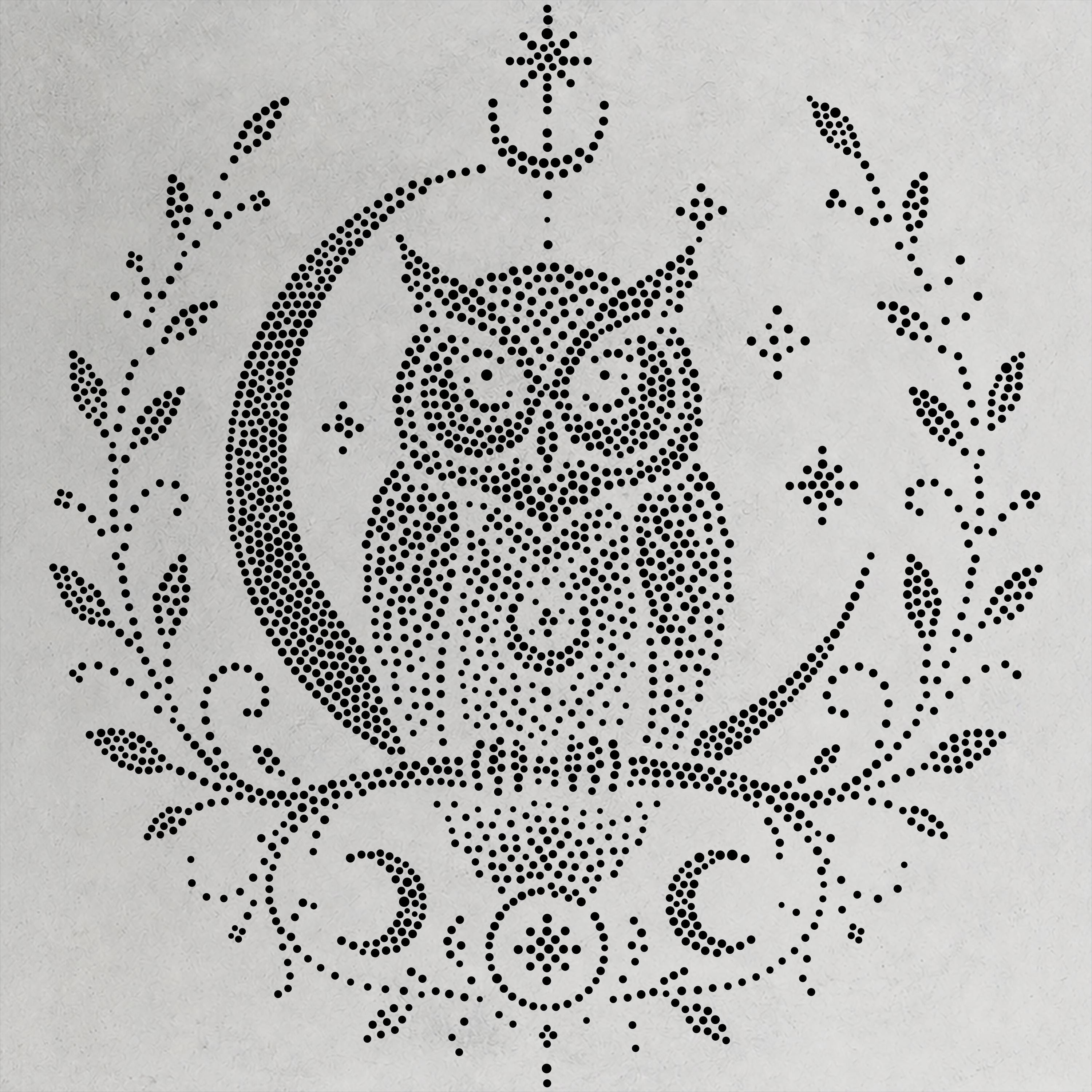 Celestial Owl Stipple Art Stencil | Realistic Mylar Wall Art, Crafts (Large - 300mm / 12" approx)
