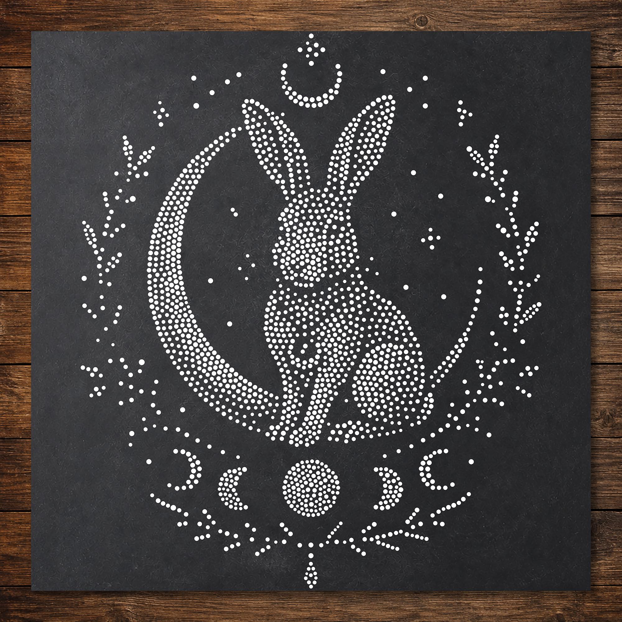 Mystical Hare Stipple Art Stencil | Realistic Mylar Wall Art, Crafts (Large - 300mm / 12" approx)