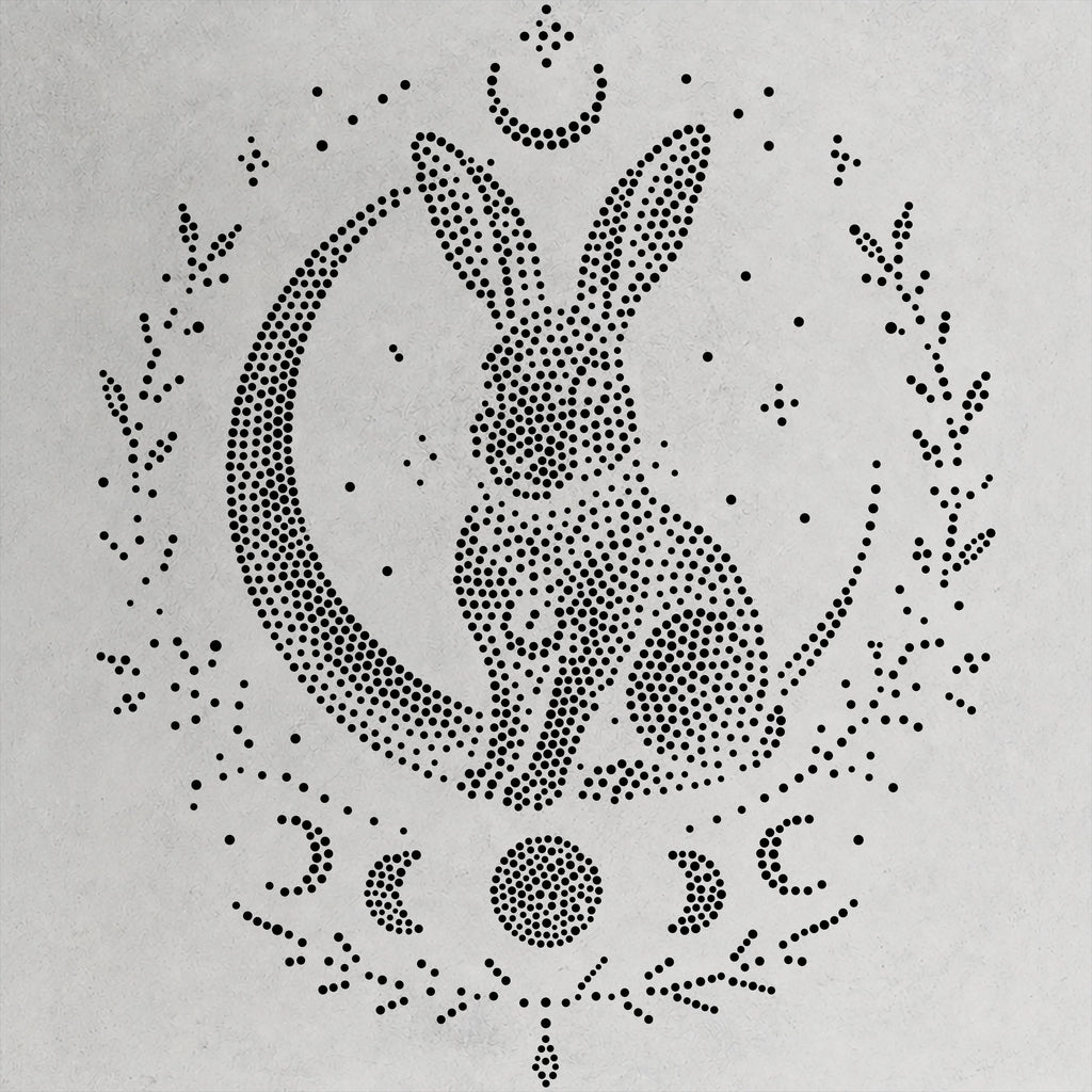 Mystical Hare Stipple Art Stencil | Realistic Mylar Wall Art, Crafts (Large - 300mm / 12" approx)