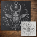 Scarab Beetle Stipple Art Stencil | Realistic Mylar Wall Art, Crafts (Large - 300mm / 12" approx)