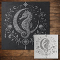 Celestial Seahorse Stipple Art Stencil | Realistic Mylar Wall Art, Crafts (Large - 300mm / 12" approx)