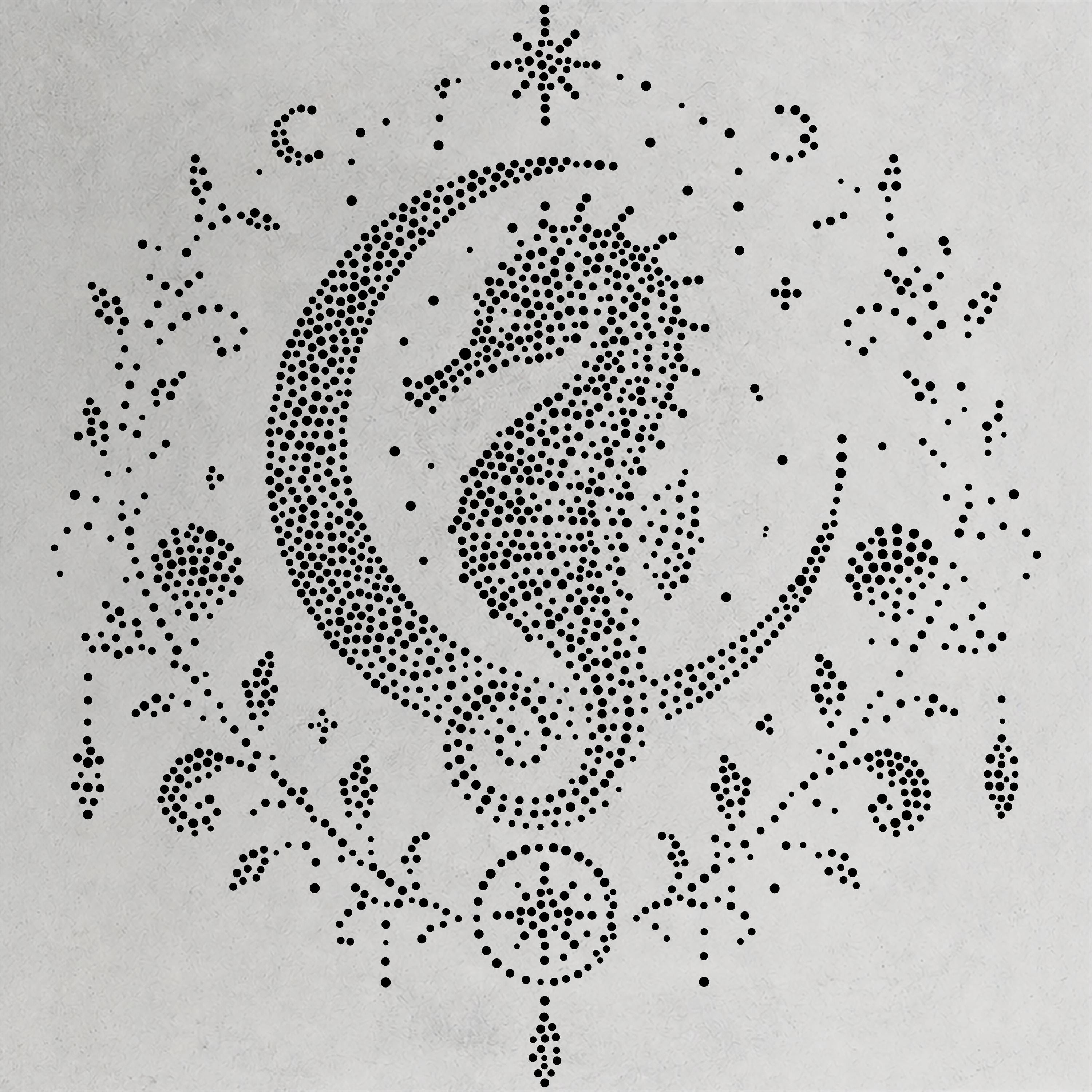 Celestial Seahorse Stipple Art Stencil | Realistic Mylar Wall Art, Crafts (Large - 300mm / 12" approx)