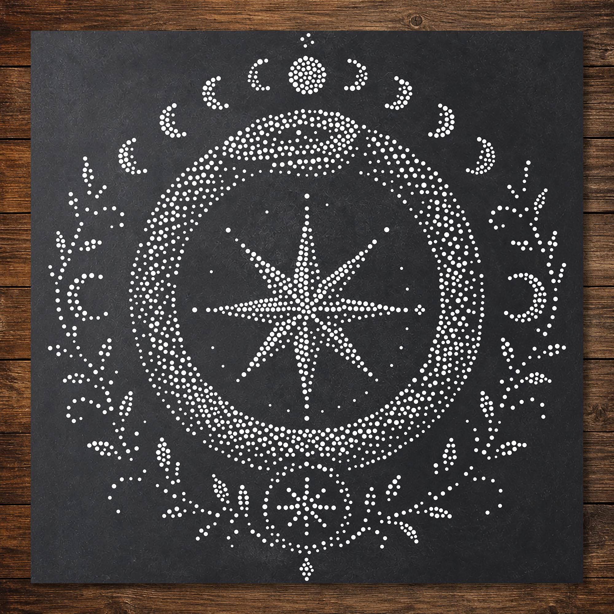 Celestial Ouroboros Stipple Art Stencil | Realistic Mylar Wall Art, Crafts (Large - 300mm / 12" approx)