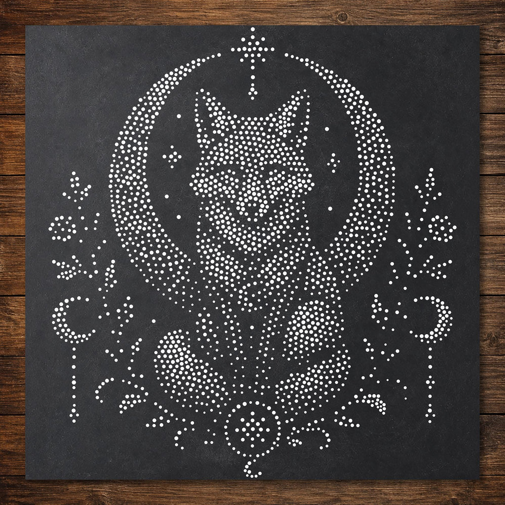 Celestial Fox Stipple Art Stencil | Realistic Mylar Wall Art, Crafts (Large - 300mm / 12" approx)