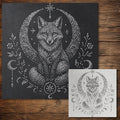 Celestial Fox Stipple Art Stencil | Realistic Mylar Wall Art, Crafts (Large - 300mm / 12" approx)