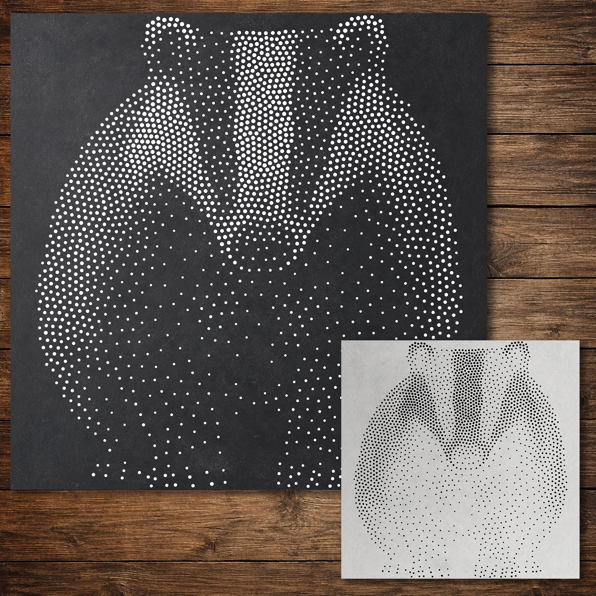 Realistic Badger Stencil | DIY Mylar Wall Art, Stipple Art Crafts (Large - 300mm / 12" approx)