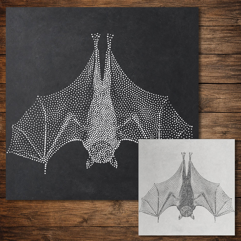 Realistic Bat Stencil | Highly Detailed DIY Mylar Wall Art, Stipple Art Crafts (Large - 300mm / 12" approx)