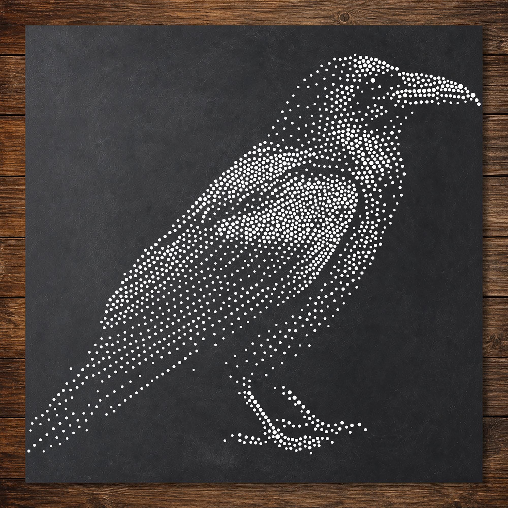 Realistic Raven Stencil | Highly Detailed DIY Mylar Wall Art, Stipple Art Crafts (Large - 300mm / 12" approx)