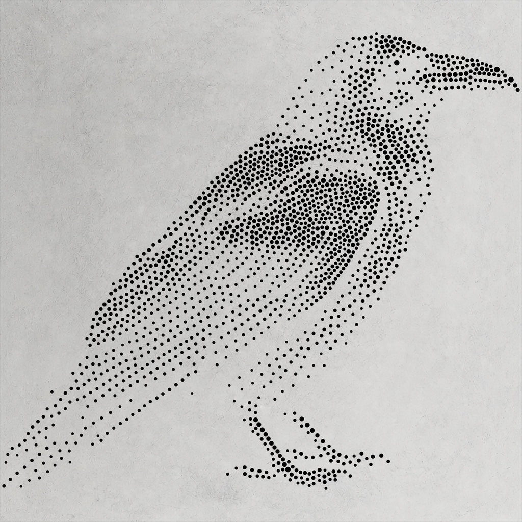 Realistic Raven Stencil | Highly Detailed DIY Mylar Wall Art, Stipple Art Crafts (Large - 300mm / 12" approx)