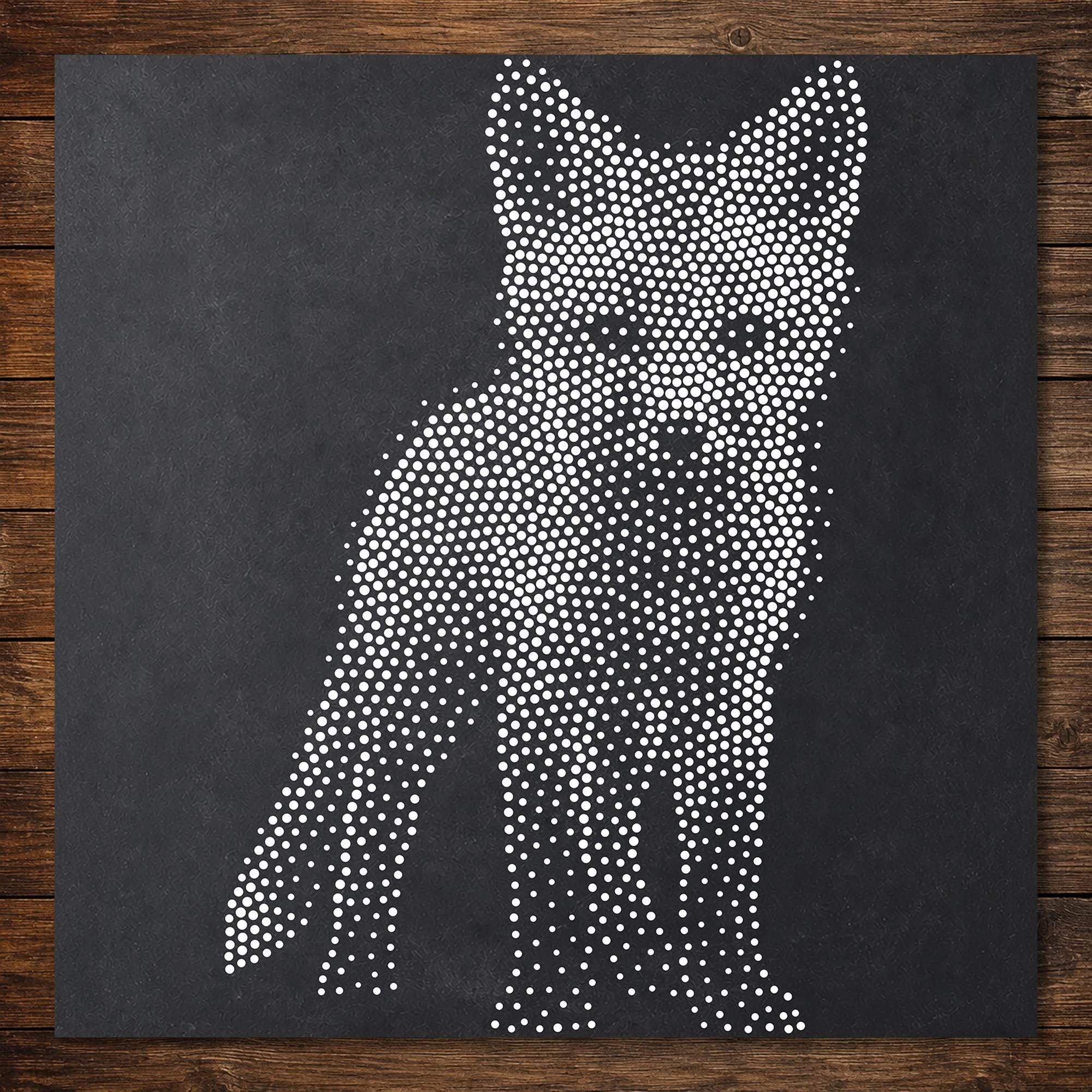 Realistic Fox Cub Stencil | Highly Detailed DIY Mylar Wall Art, Stipple Art Crafts (Large - 300mm / 12" approx)
