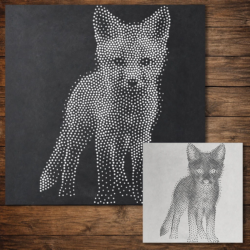 Realistic Fox Cub Stencil | Highly Detailed DIY Mylar Wall Art, Stipple Art Crafts (Large - 300mm / 12" approx)