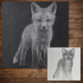 Realistic Fox Cub Stencil | Highly Detailed DIY Mylar Wall Art, Stipple Art Crafts (Large - 300mm / 12" approx)