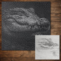 Crocodile Stencil | Realistic Highly Detailed DIY Mylar Wall Art, Stipple Art Crafts (Large - 300mm / 12" approx)