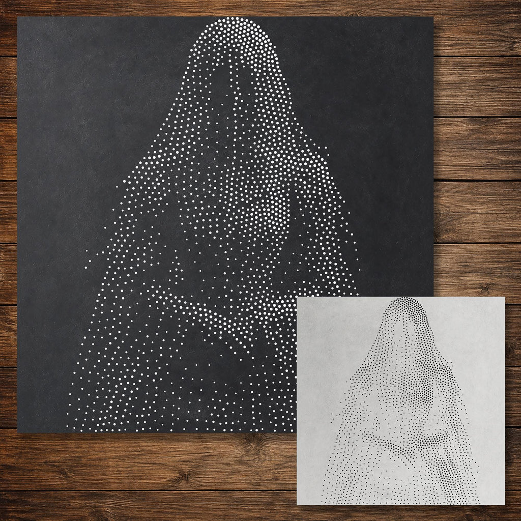 Victorian Ghost Stipple Art Halloween Stencil | Realistic Mylar Wall Art, Crafts (Large - 300mm / 12" approx)