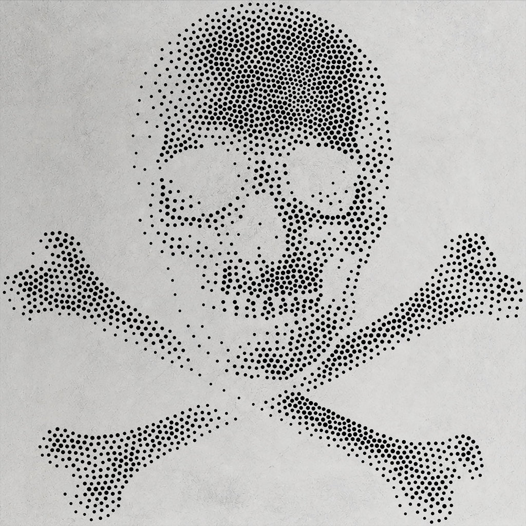 Skull & Crossbones Stencil | Realistic Highly Detailed DIY Mylar Wall Art, Stipple Art Crafts (Large - 300mm / 12" approx)