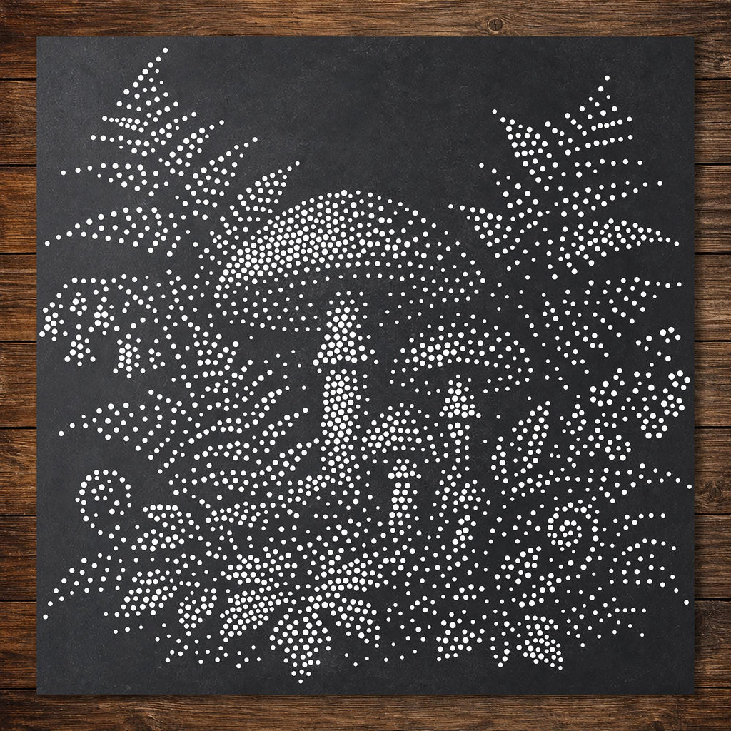 Fly Agaric Mushroom Forrest Floor Stencil | Realistic Highly Detailed DIY Mylar Wall Art, Stipple Art Crafts (Large - 300mm / 12" approx)