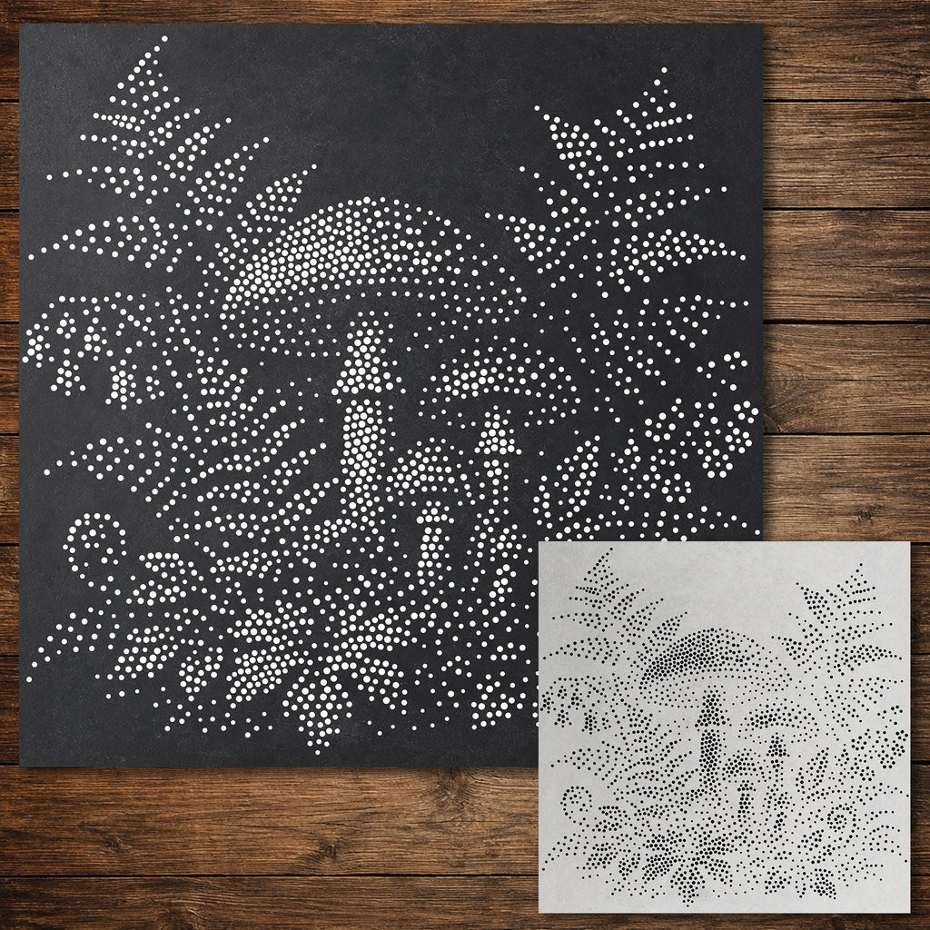 Fly Agaric Mushroom Forrest Floor Stencil | Realistic Highly Detailed DIY Mylar Wall Art, Stipple Art Crafts (Large - 300mm / 12" approx)