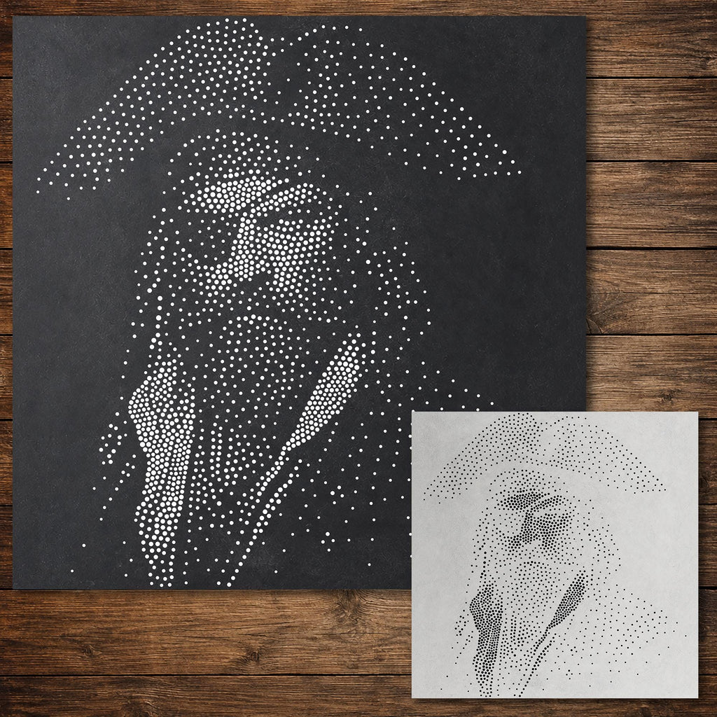 Pirate Face Portrait #1 Stencil | Realistic Highly Detailed DIY Mylar Wall Art, Stipple Art Crafts (Large - 300mm / 12" approx)