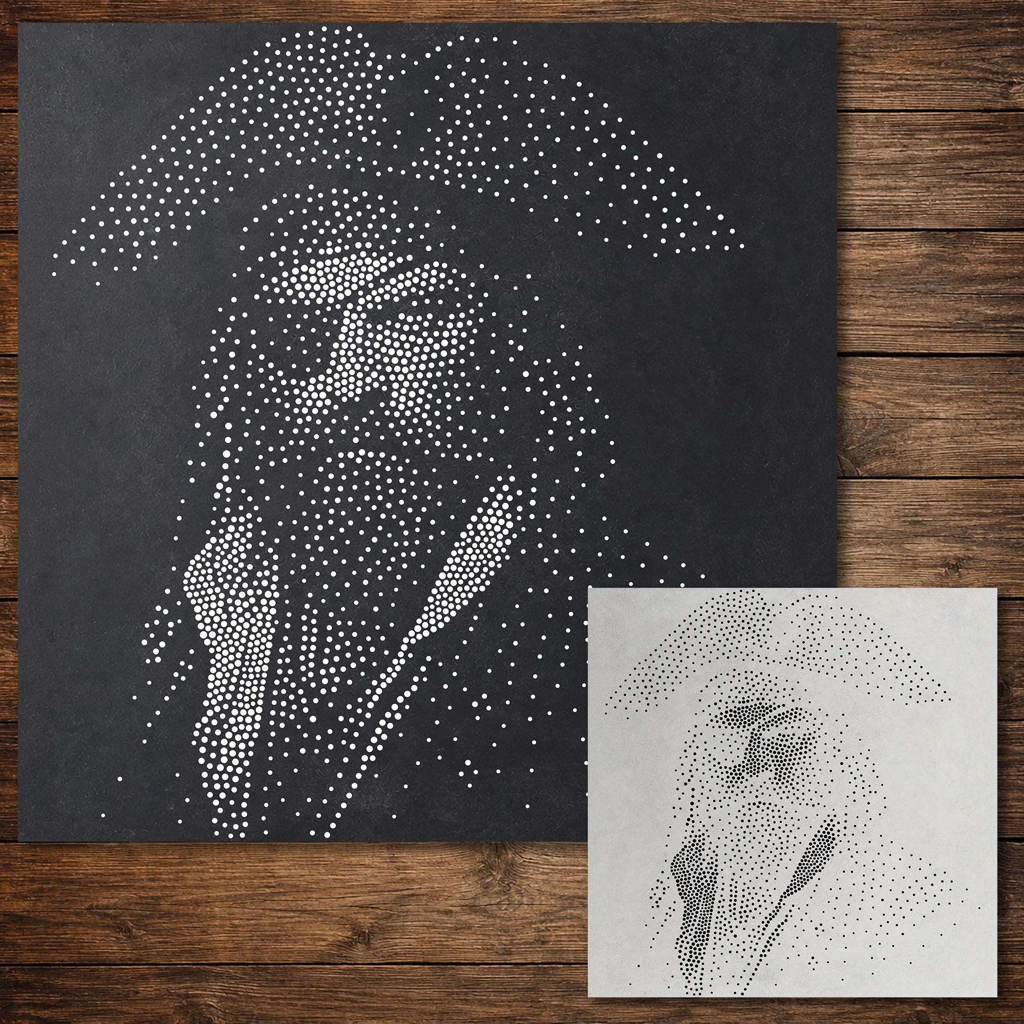 Pirate Face Portrait #1 Stencil | Realistic Highly Detailed DIY Mylar Wall Art, Stipple Art Crafts (Large - 300mm / 12" approx)