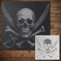 Skull & Crossbones with Swords Stencil | Realistic Highly Detailed DIY Mylar Wall Art, Stipple Art Crafts (Large - 300mm / 12" approx)