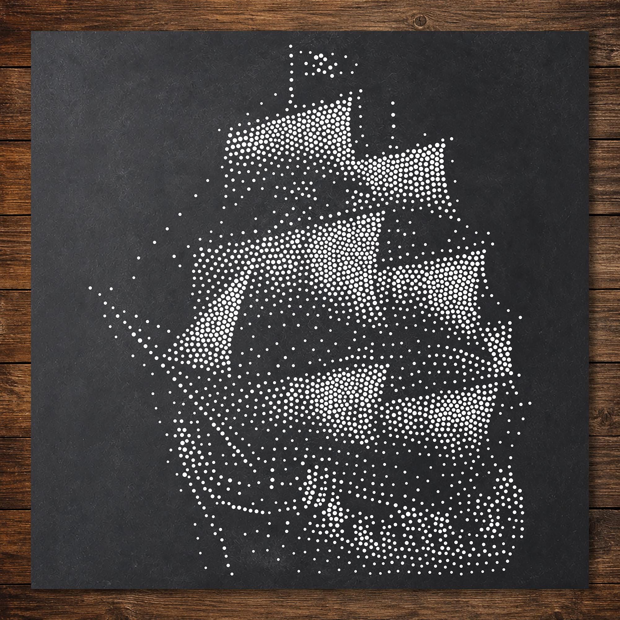 Pirate Galleon Sailing Ship Stencil | Realistic Highly Detailed DIY Mylar Wall Art, Stipple Art Crafts (Large - 300mm / 12" approx)