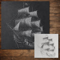 Pirate Galleon Sailing Ship Stencil | Realistic Highly Detailed DIY Mylar Wall Art, Stipple Art Crafts (Large - 300mm / 12" approx)