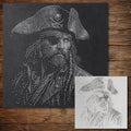 Pirate Face Portrait Stencil #2 Stencil | Realistic Highly Detailed DIY Mylar Wall Art, Stipple Art Crafts (Large - 300mm / 12" approx)