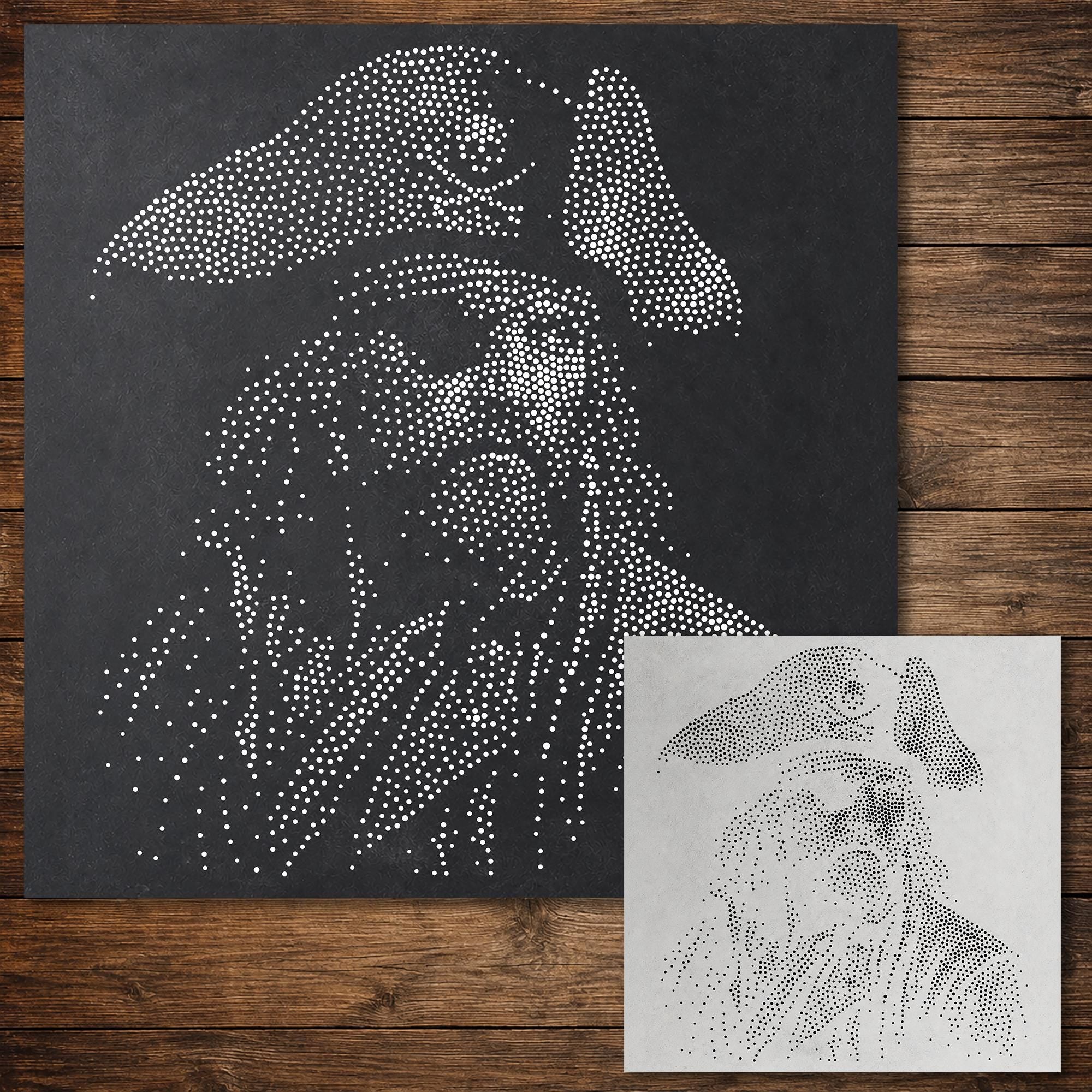 Pirate Face Portrait Stencil #2 Stencil | Realistic Highly Detailed DIY Mylar Wall Art, Stipple Art Crafts (Large - 300mm / 12" approx)