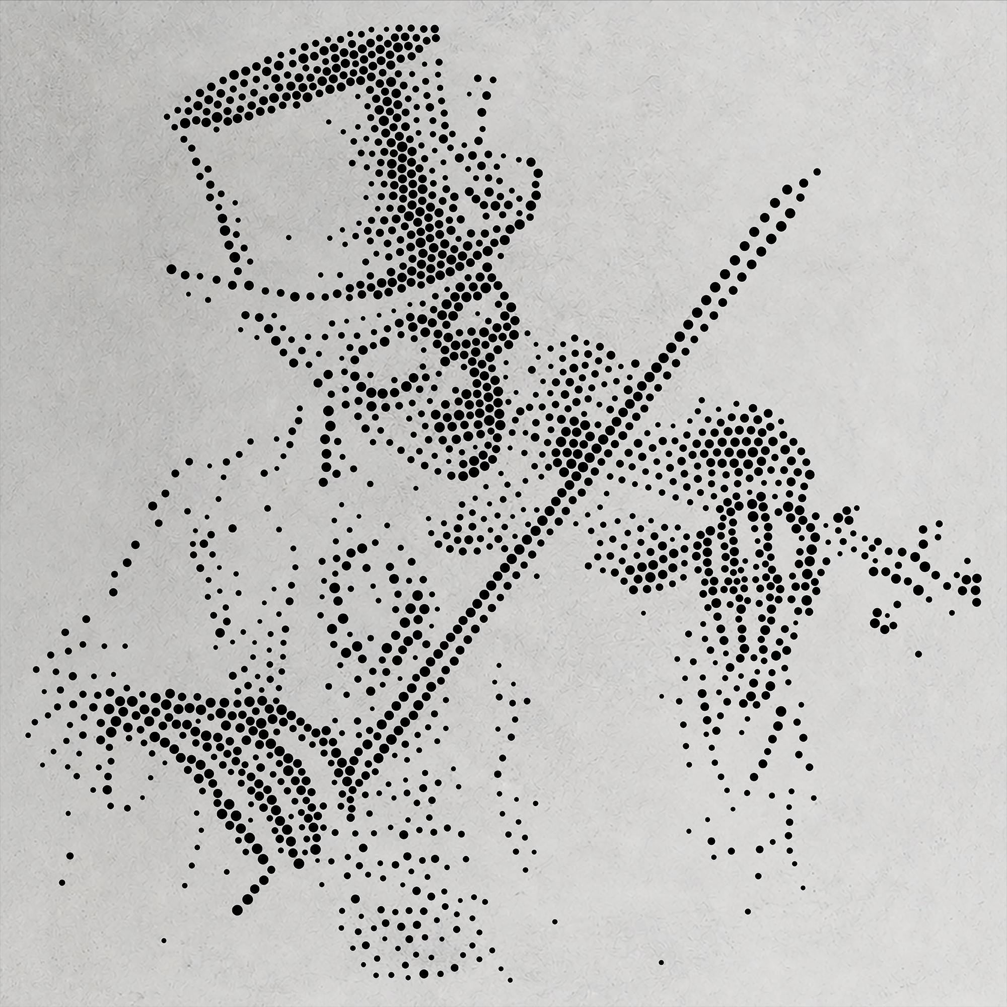 Skeleton Violinist Halloween Stencil | Realistic Mylar Stipple Wall Art, Crafts (Large - 300mm / 12" approx)