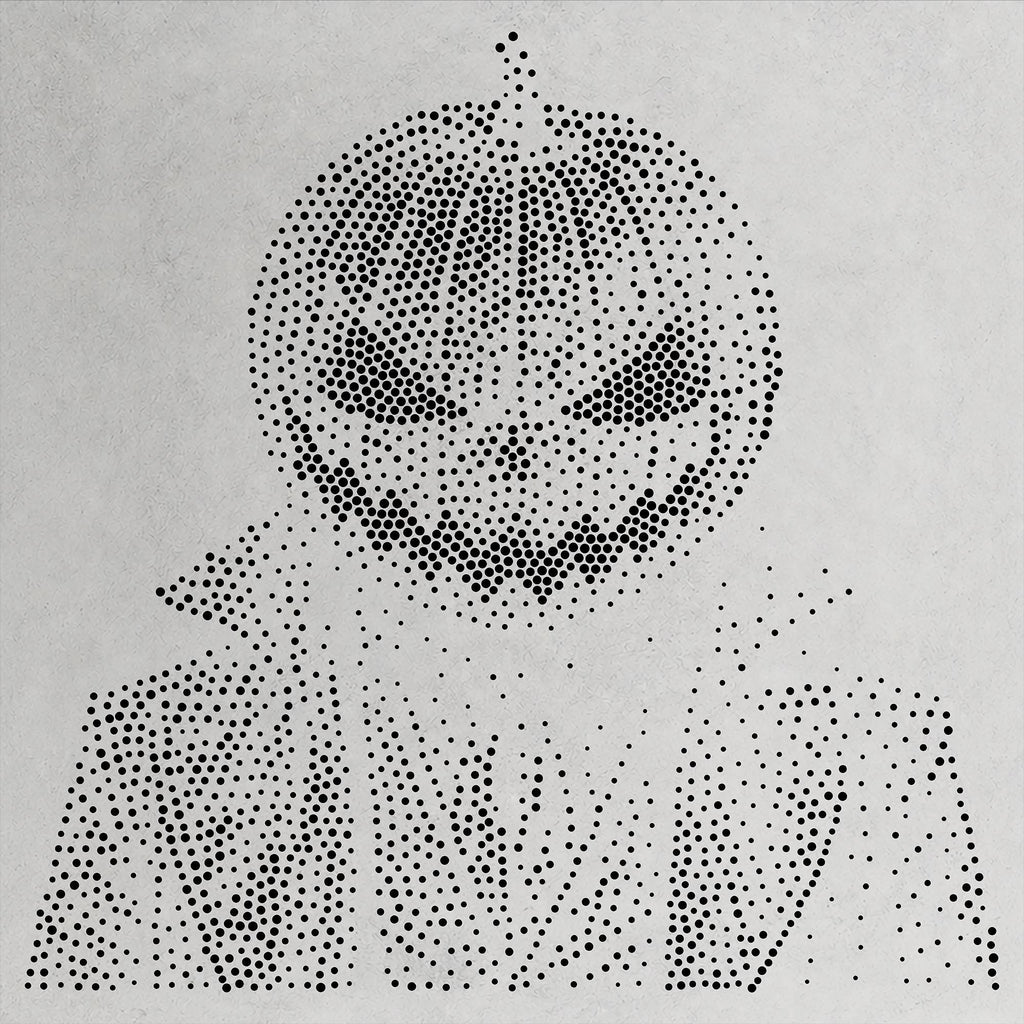 Pumpkin Head Man Halloween Stencil | Realistic Mylar Stipple Wall Art, Crafts (Large - 300mm / 12" approx)