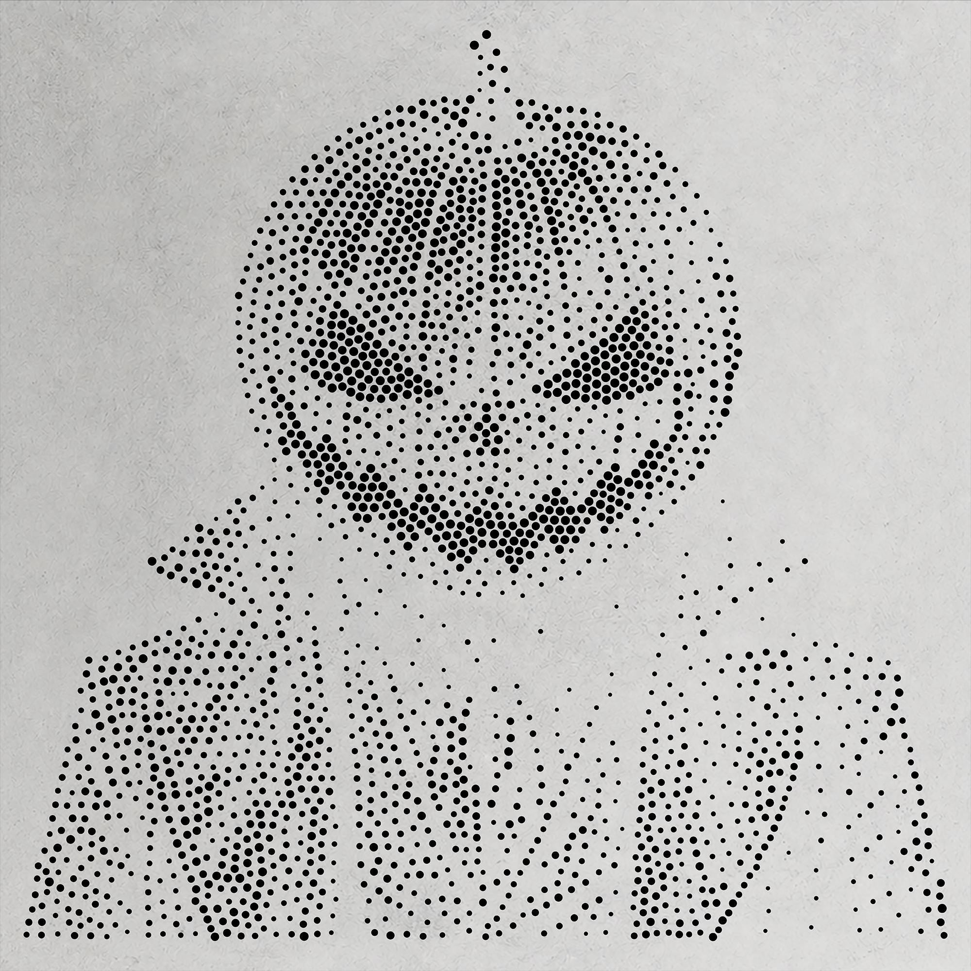 Pumpkin Head Man Halloween Stencil | Realistic Mylar Stipple Wall Art, Crafts (Large - 300mm / 12" approx)