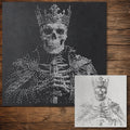 Skeletal King Halloween Stencil | Realistic Mylar Stipple Wall Art, Crafts (Large - 300mm / 12" approx)