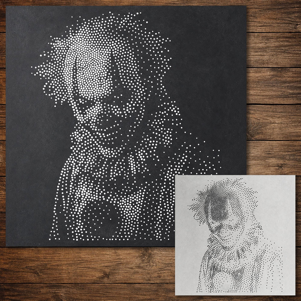 Carnival Clown Halloween Stencil | Realistic Mylar Stipple Wall Art, Crafts (Large - 300mm / 12" approx)