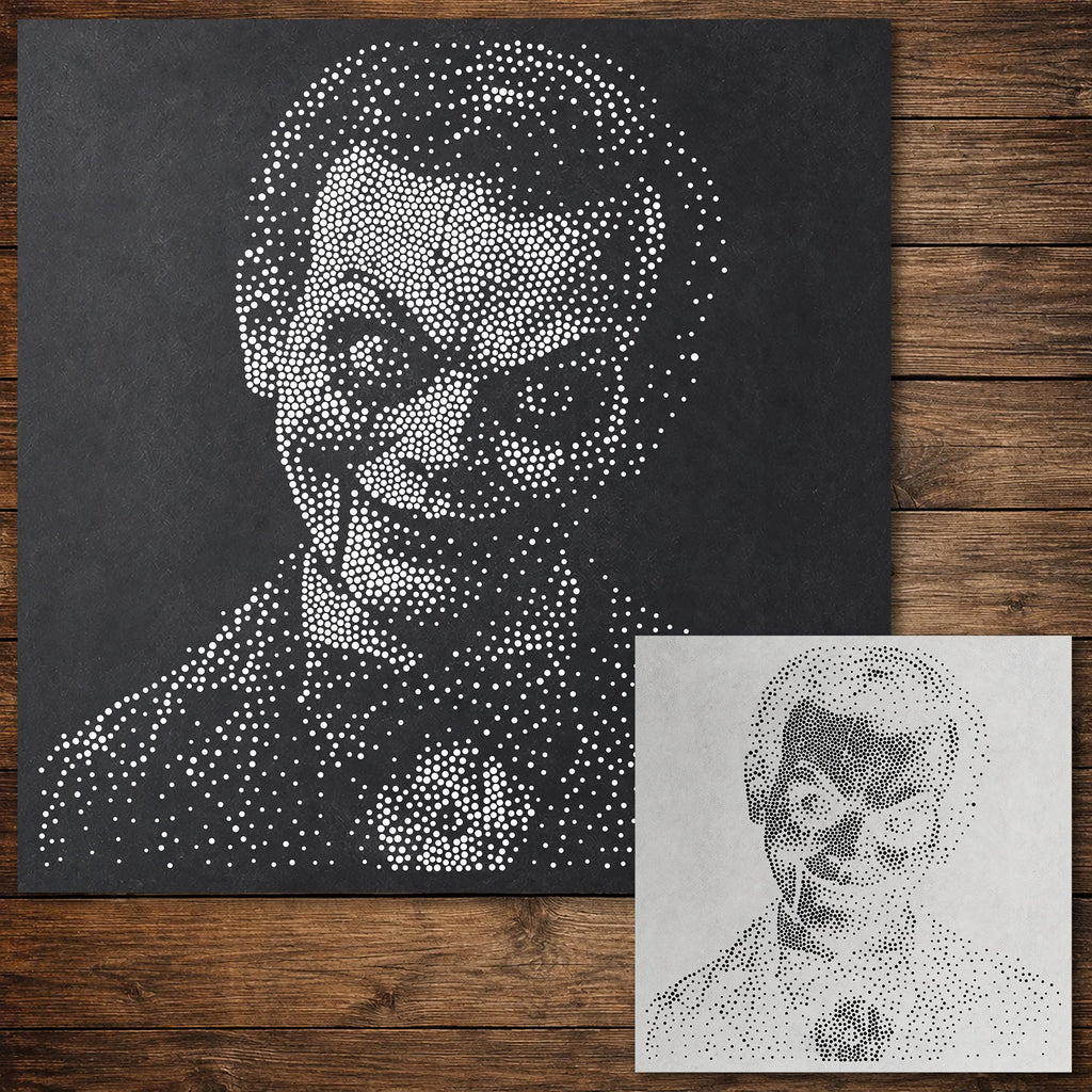 Ventriloquist Dummy Halloween Stencil | Realistic Mylar Stipple Wall Art, Crafts (Large - 300mm / 12" approx)