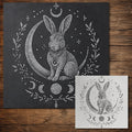 Mystical Hare Stipple Art Stencil | Realistic Mylar Wall Art, Crafts (Large - 300mm / 12" approx)