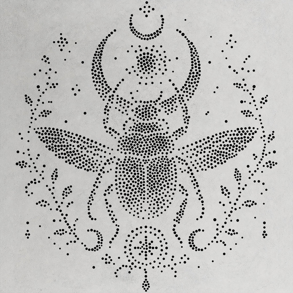 Scarab Beetle Stipple Art Stencil | Realistic Mylar Wall Art, Crafts (Large - 300mm / 12" approx)