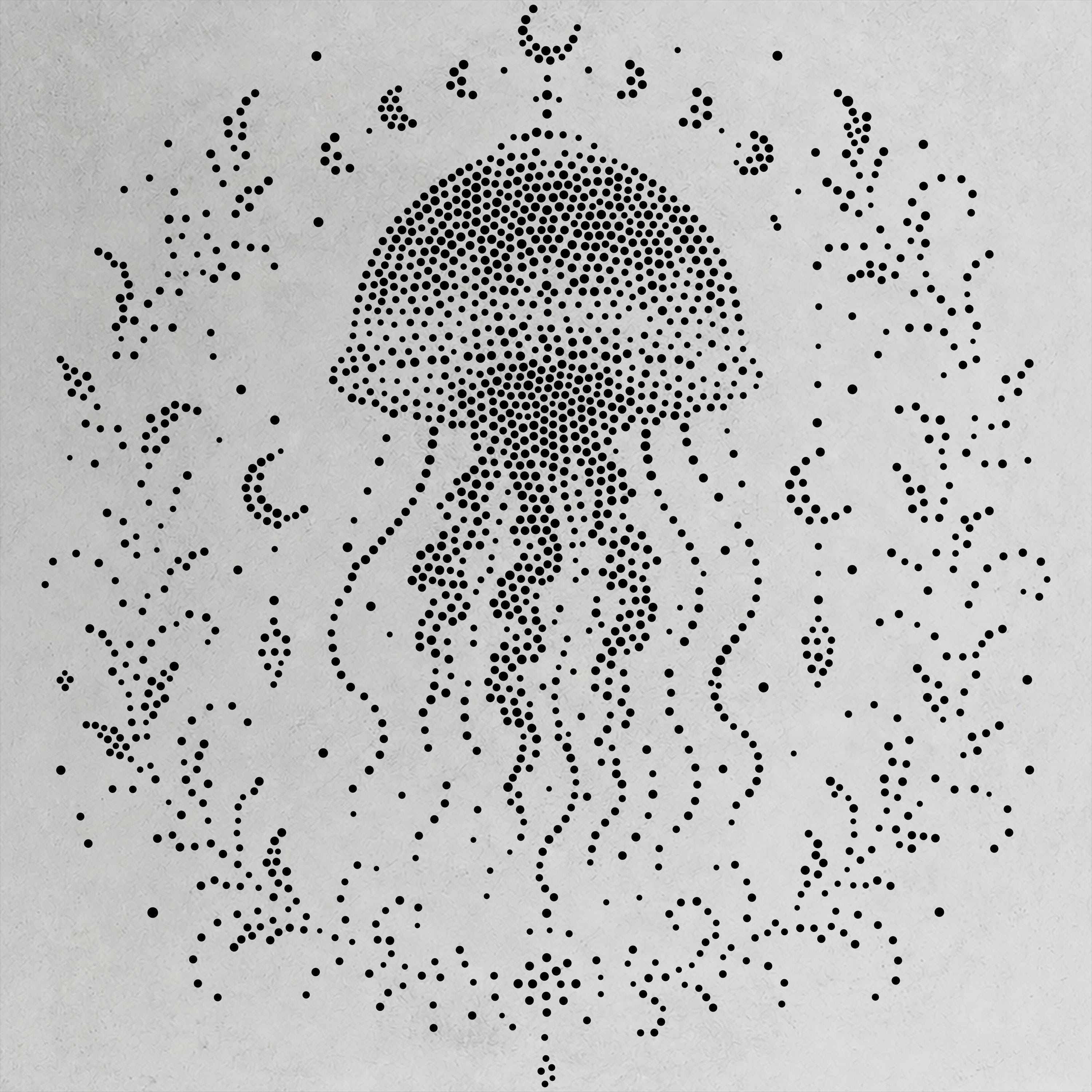 Cosmic Jellyfish Stipple Art Stencil | Realistic Mylar Wall Art, Crafts (Large - 300mm / 12" approx)