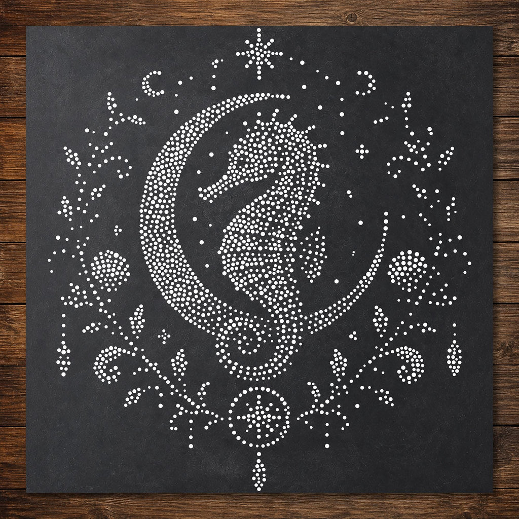 Celestial Seahorse Stipple Art Stencil | Realistic Mylar Wall Art, Crafts (Large - 300mm / 12" approx)