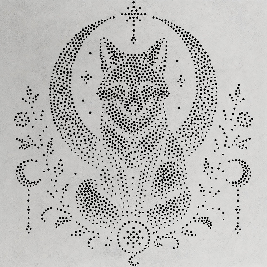 Celestial Fox Stipple Art Stencil | Realistic Mylar Wall Art, Crafts (Large - 300mm / 12" approx)