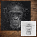 Chimpanzee Stencil #1 | Realistic & Highly Detailed DIY Mylar Wall Art, Stipple Art Crafts (Large - 300mm / 12" approx)