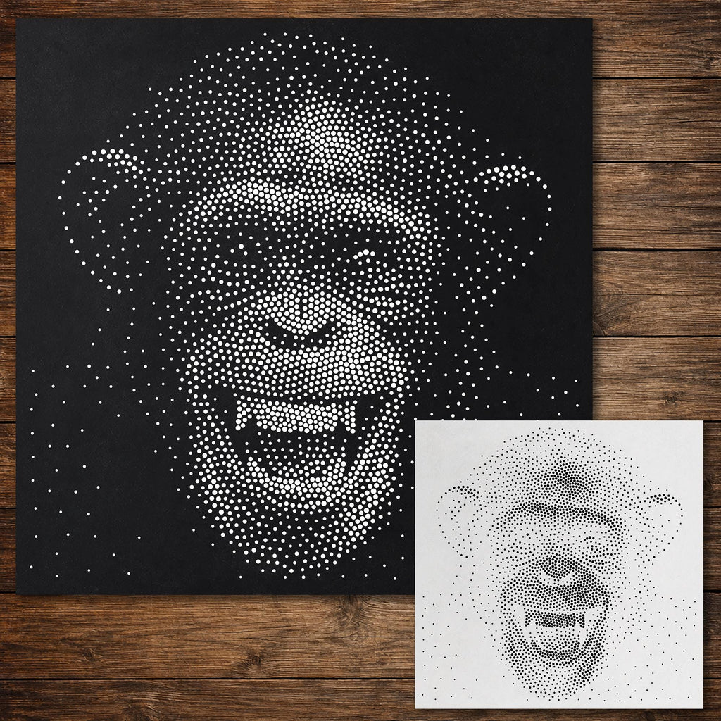 Chimpanzee Stencil #2 | Realistic & Highly Detailed DIY Mylar Wall Art, Stipple Art Crafts (Large - 300mm / 12" approx)
