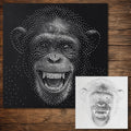 Chimpanzee Stencil #2 | Realistic & Highly Detailed DIY Mylar Wall Art, Stipple Art Crafts (Large - 300mm / 12" approx)